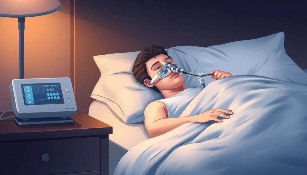 睡眠呼吸機使用示意圖